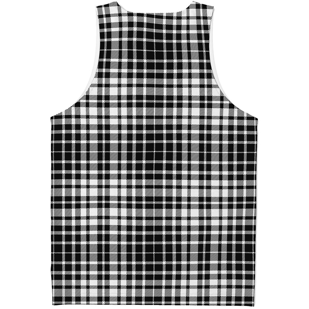 Black And White Border Tartan Print Men's Tank Top