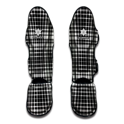 Black And White Border Tartan Print Muay Thai Shin Guard