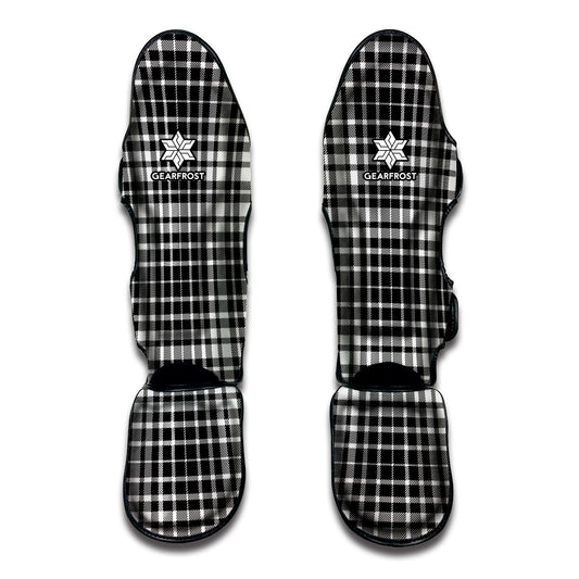 Black And White Border Tartan Print Muay Thai Shin Guard