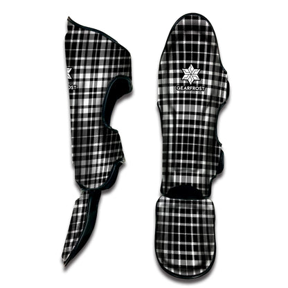 Black And White Border Tartan Print Muay Thai Shin Guard