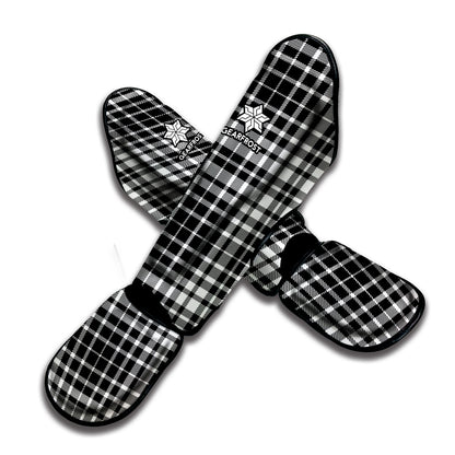 Black And White Border Tartan Print Muay Thai Shin Guard