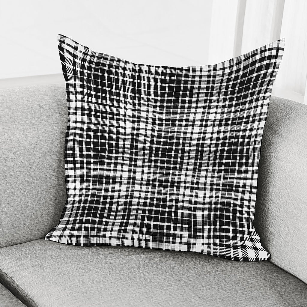 Black And White Border Tartan Print Pillow Cover