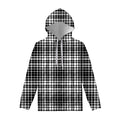 Black And White Border Tartan Print Pullover Hoodie