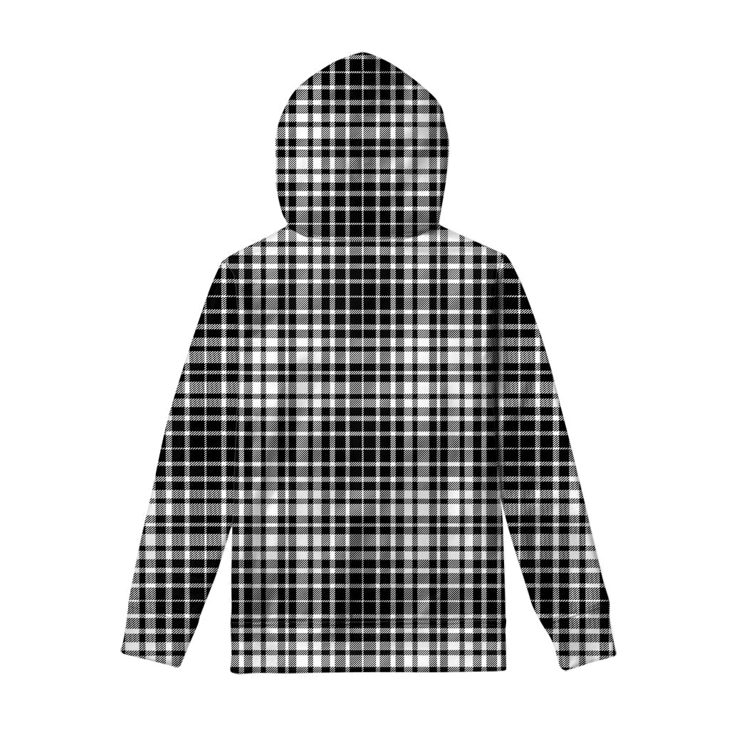Black And White Border Tartan Print Pullover Hoodie