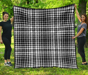 Black And White Border Tartan Print Quilt