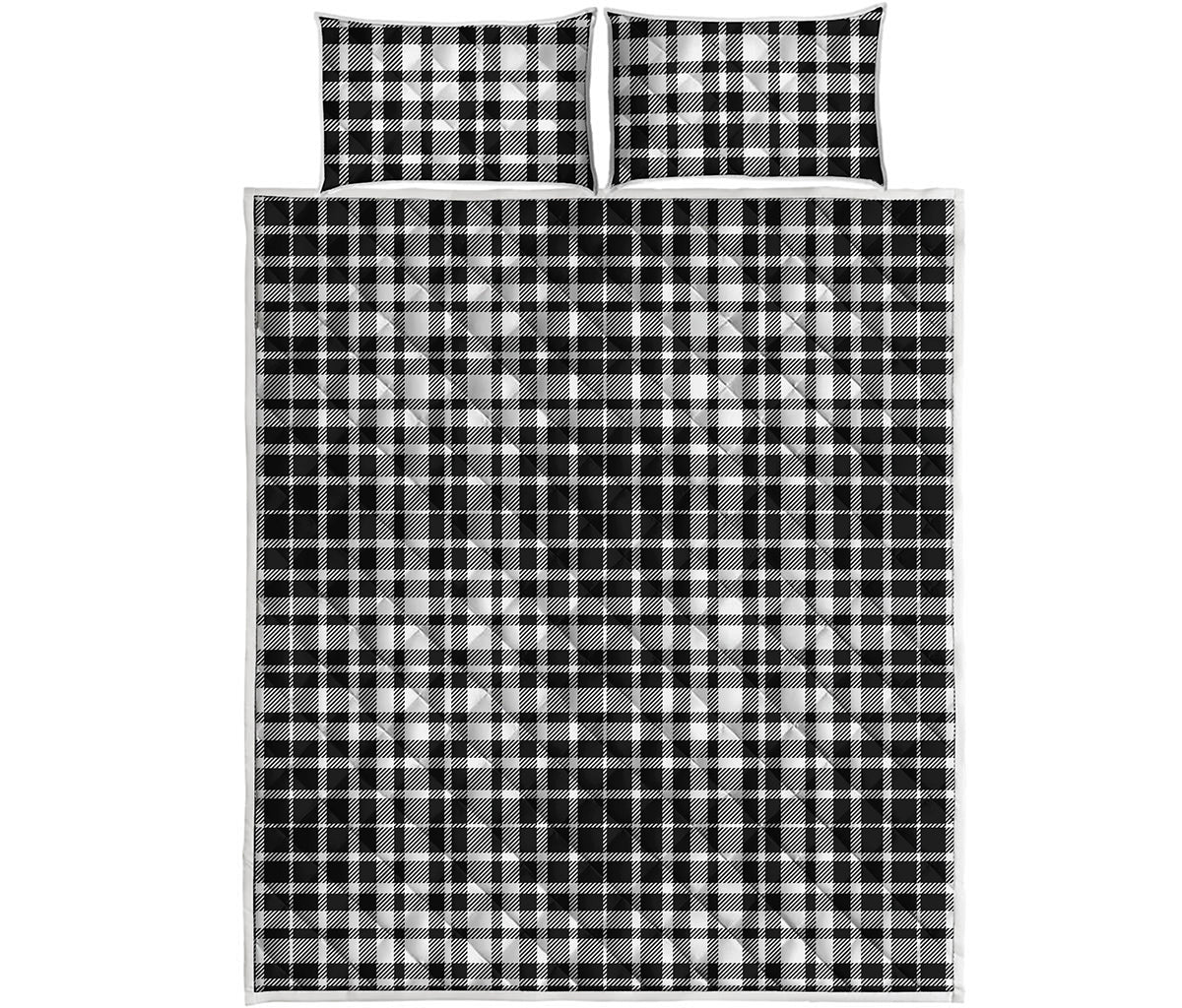 Black And White Border Tartan Print Quilt Bed Set
