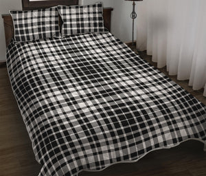 Black And White Border Tartan Print Quilt Bed Set