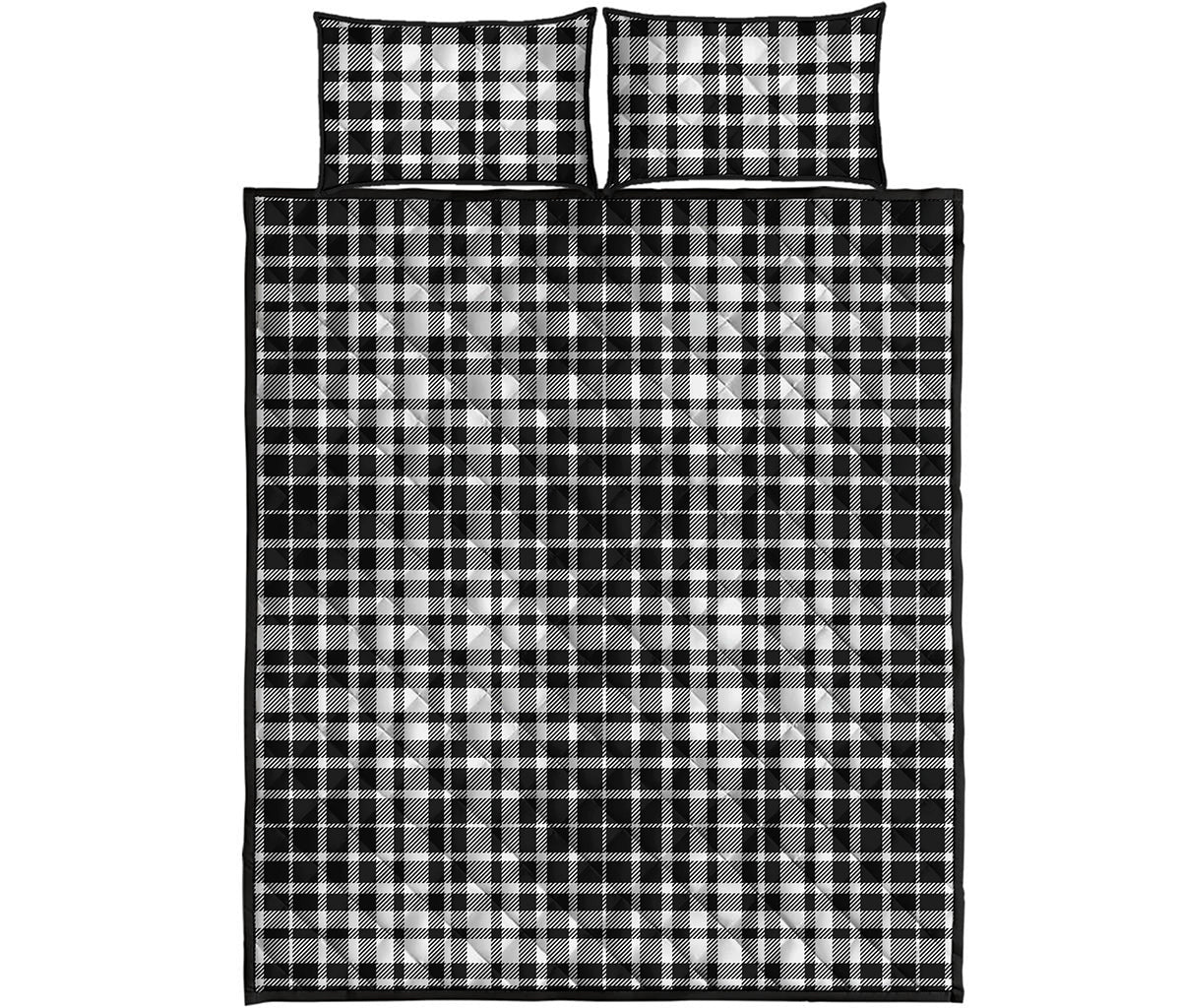 Black And White Border Tartan Print Quilt Bed Set