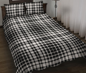 Black And White Border Tartan Print Quilt Bed Set