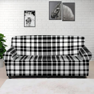 Black And White Border Tartan Print Sofa Cover