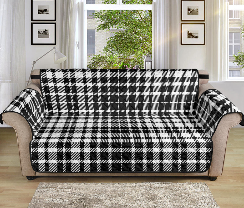 Black And White Border Tartan Print Sofa Protector