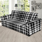 Black And White Border Tartan Print Sofa Slipcover