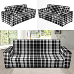 Black And White Border Tartan Print Sofa Slipcover