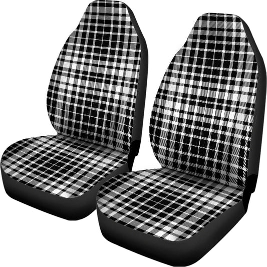 Black And White Border Tartan Print Universal Fit Car Seat Covers