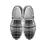 Black And White Border Tartan Print White Slip On Shoes