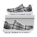 Black And White Border Tartan Print White Running Shoes