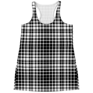 Black And White Border Tartan Print Women's Racerback Tank Top