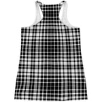 Black And White Border Tartan Print Women's Racerback Tank Top