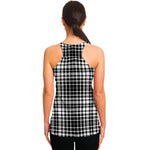 Black And White Border Tartan Print Women's Racerback Tank Top