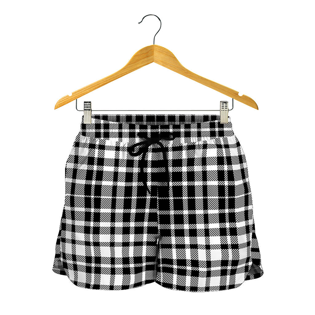 Black And White Border Tartan Print Women's Shorts