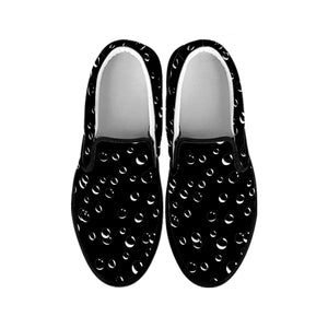 Black And White Bubble Pattern Print Black Slip On Shoes