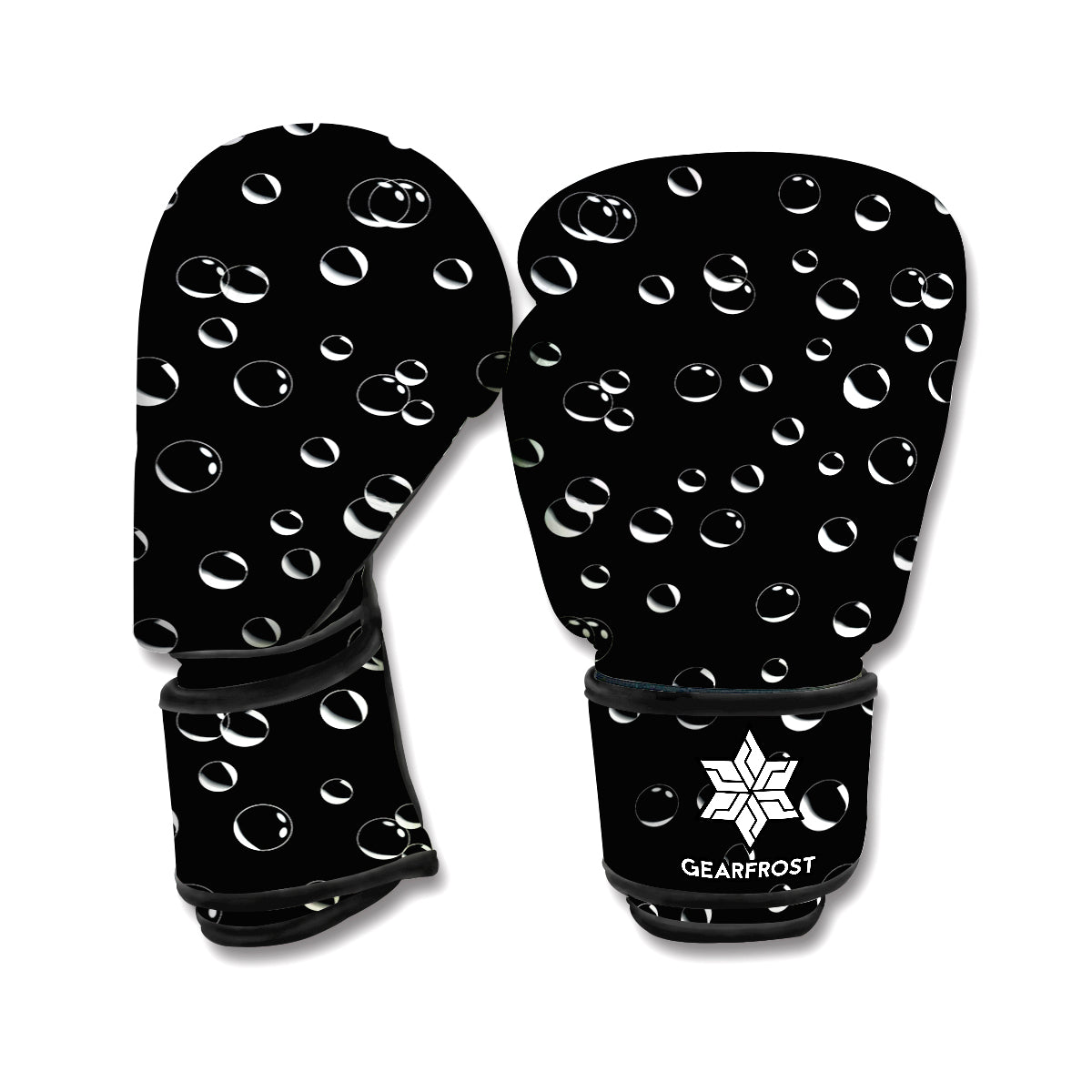 Black And White Bubble Pattern Print Boxing Gloves