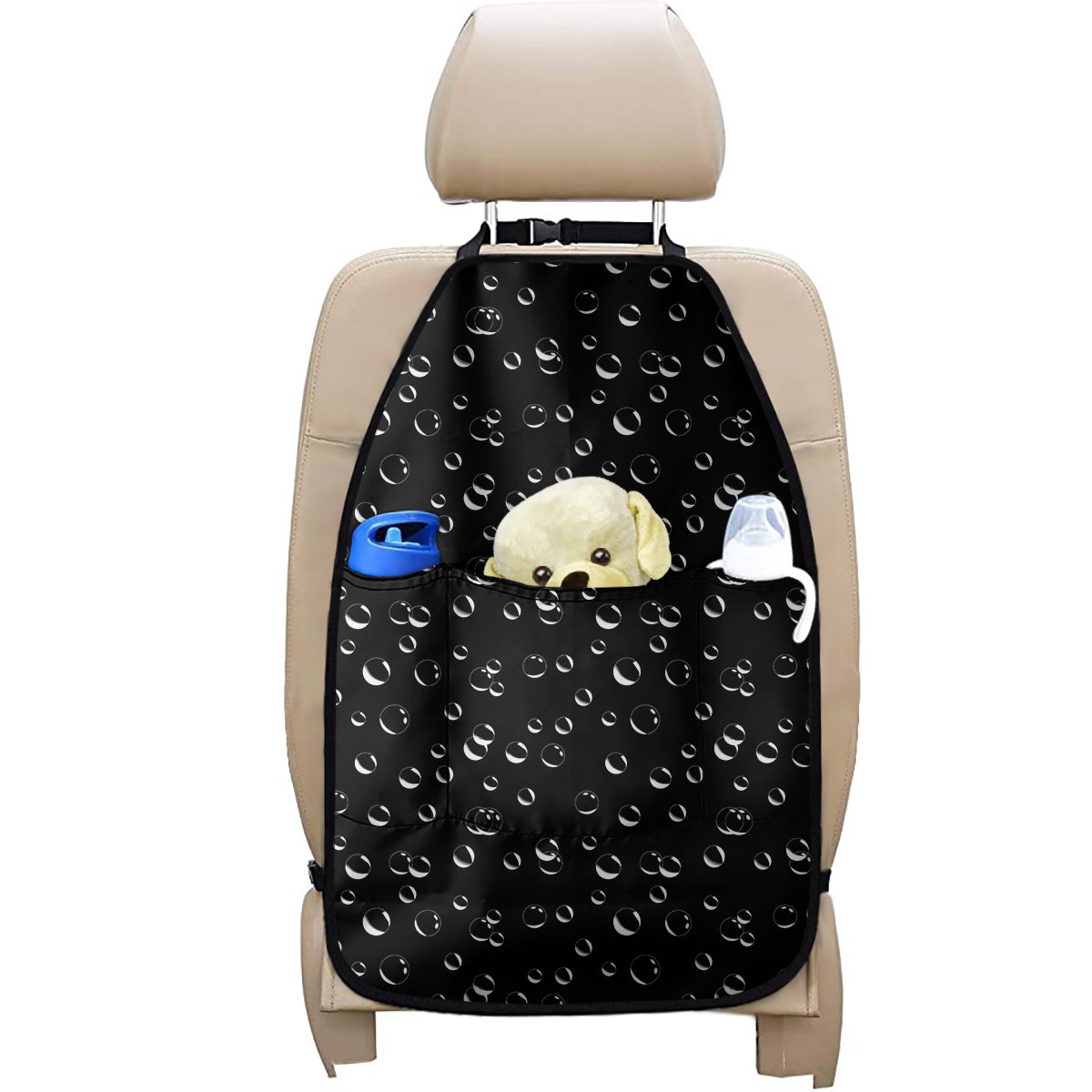 Black And White Bubble Pattern Print Car Seat Organizers