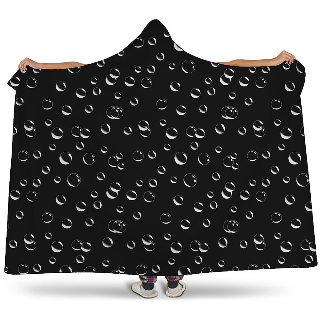 Black And White Bubble Pattern Print Hooded Blanket