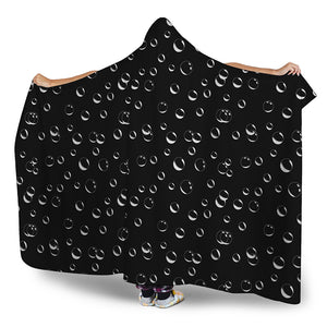 Black And White Bubble Pattern Print Hooded Blanket