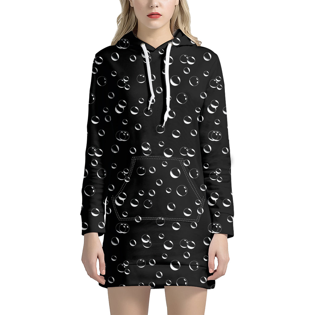 Black And White Bubble Pattern Print Hoodie Dress