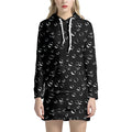 Black And White Bubble Pattern Print Pullover Hoodie Dress