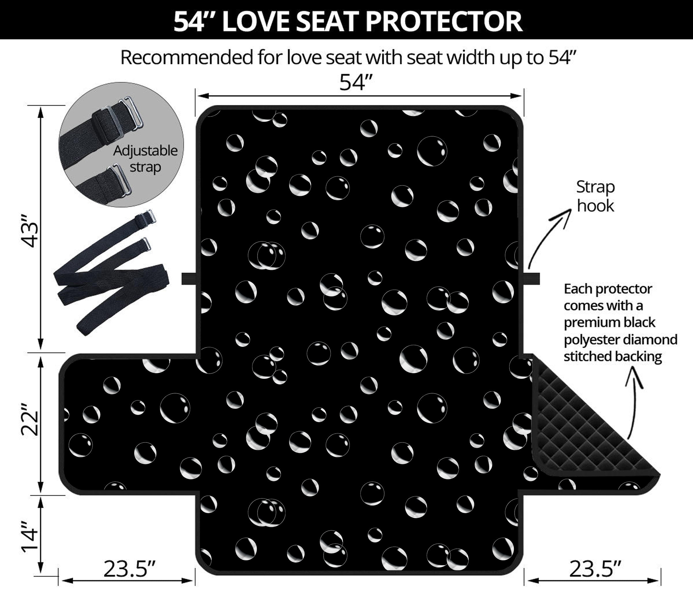 Black And White Bubble Pattern Print Loveseat Protector