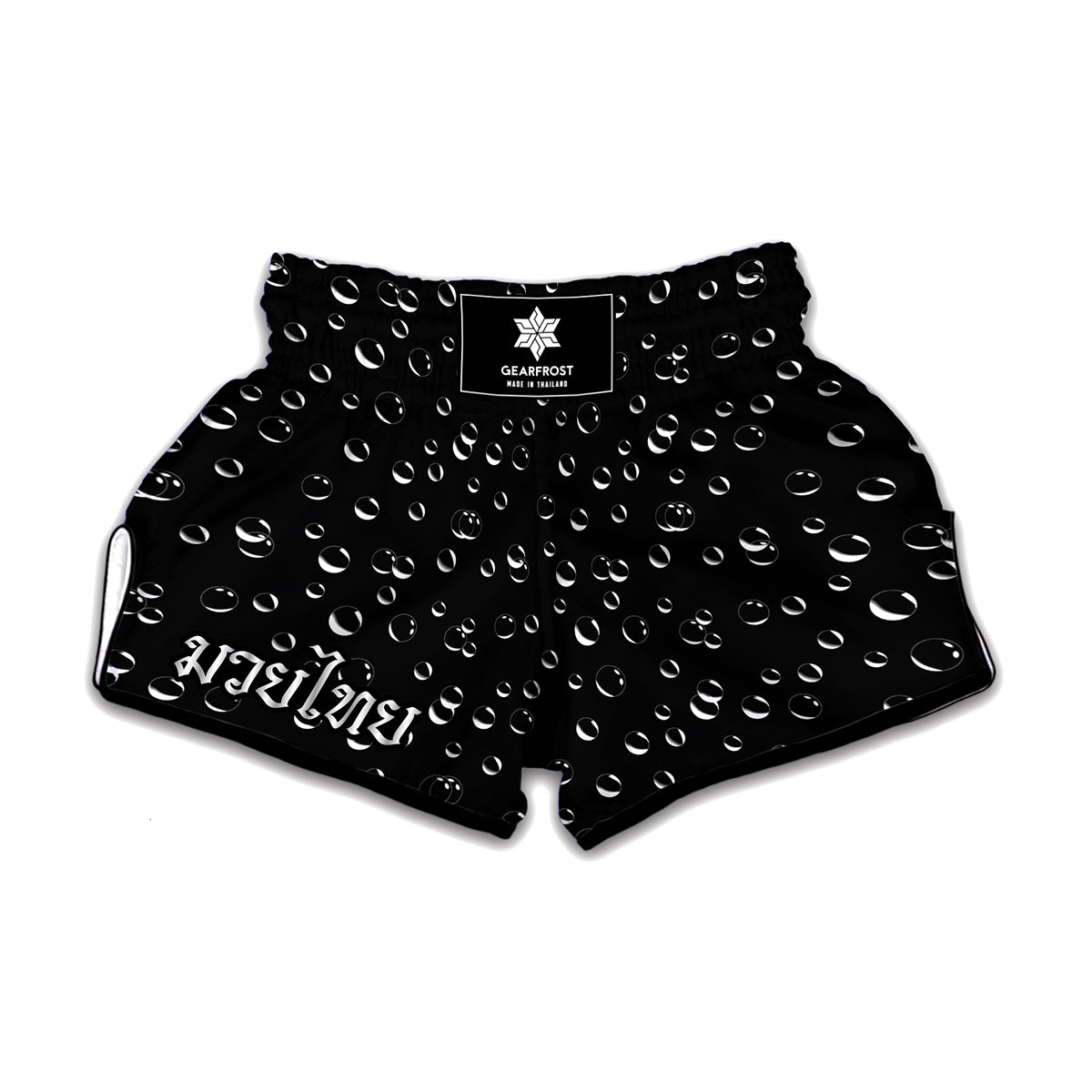 Black And White Bubble Pattern Print Muay Thai Boxing Shorts