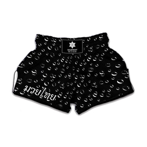 Black And White Bubble Pattern Print Muay Thai Boxing Shorts