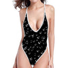 Black And White Bubble Pattern Print One Piece High Cut Swimsuit