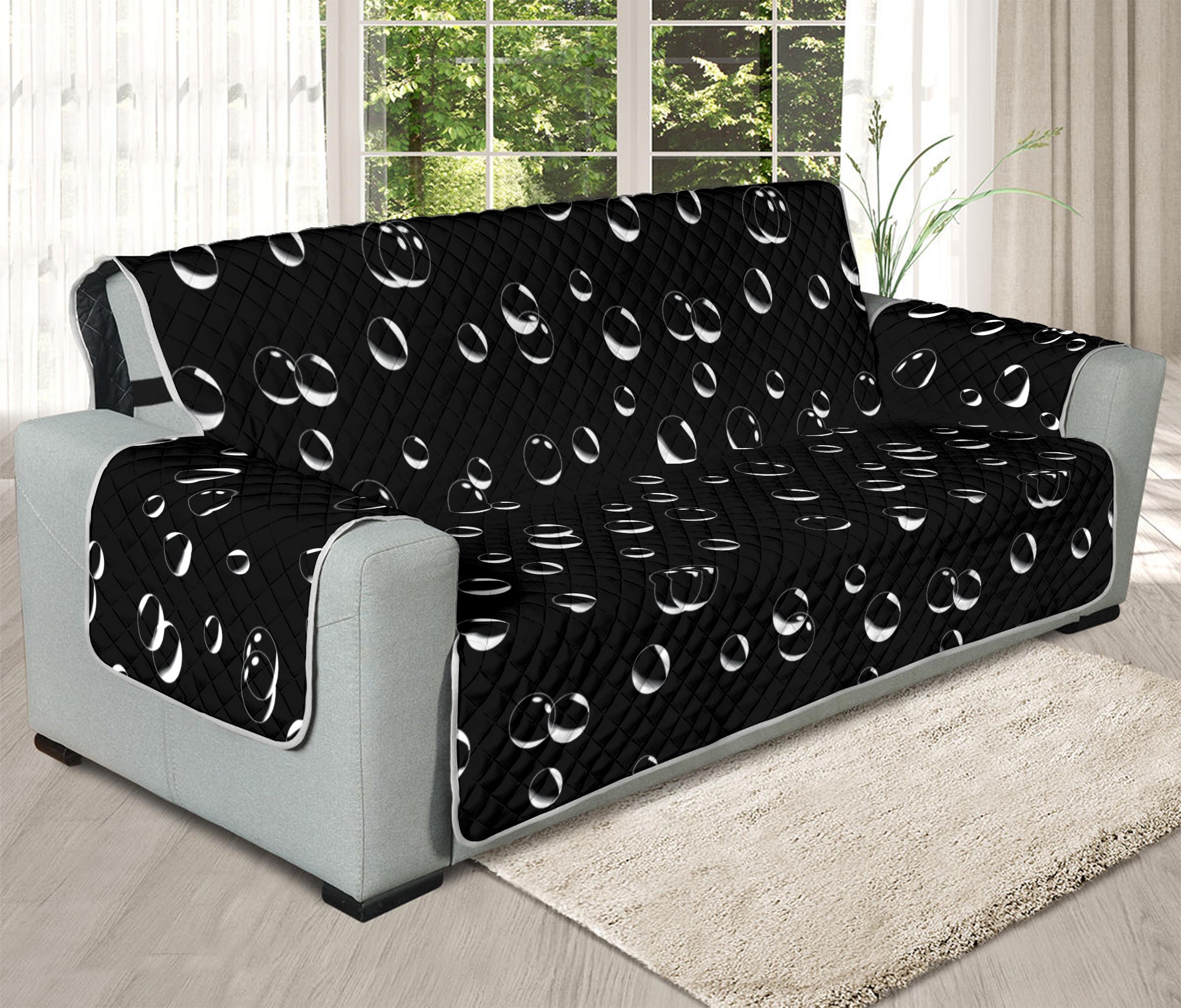 Black And White Bubble Pattern Print Oversized Sofa Protector