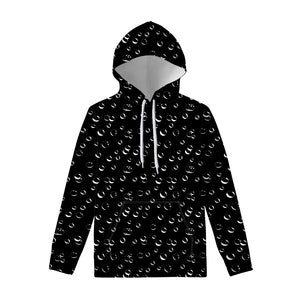 Black And White Bubble Pattern Print Pullover Hoodie