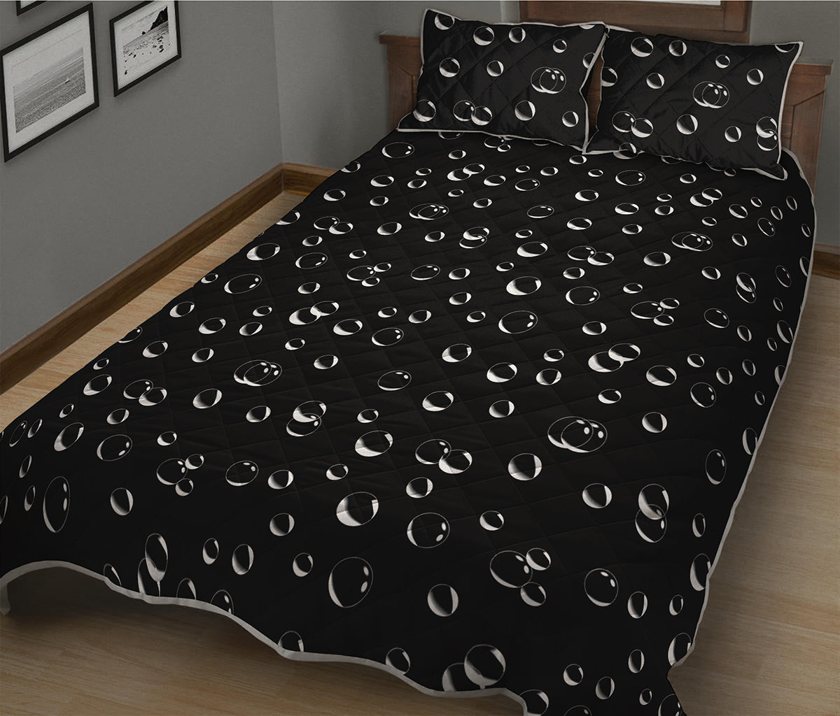 Black And White Bubble Pattern Print Quilt Bed Set