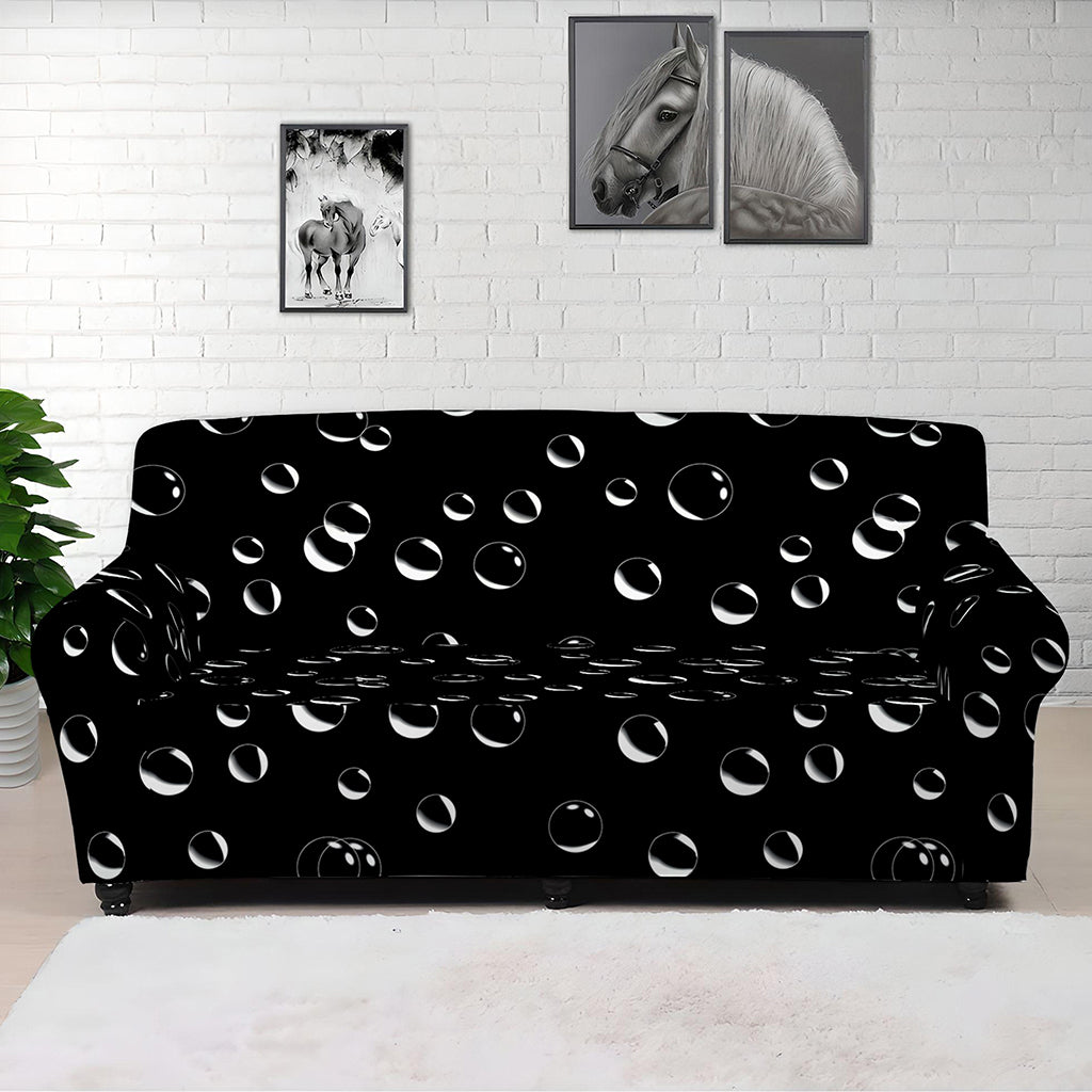 Black And White Bubble Pattern Print Sofa Cover