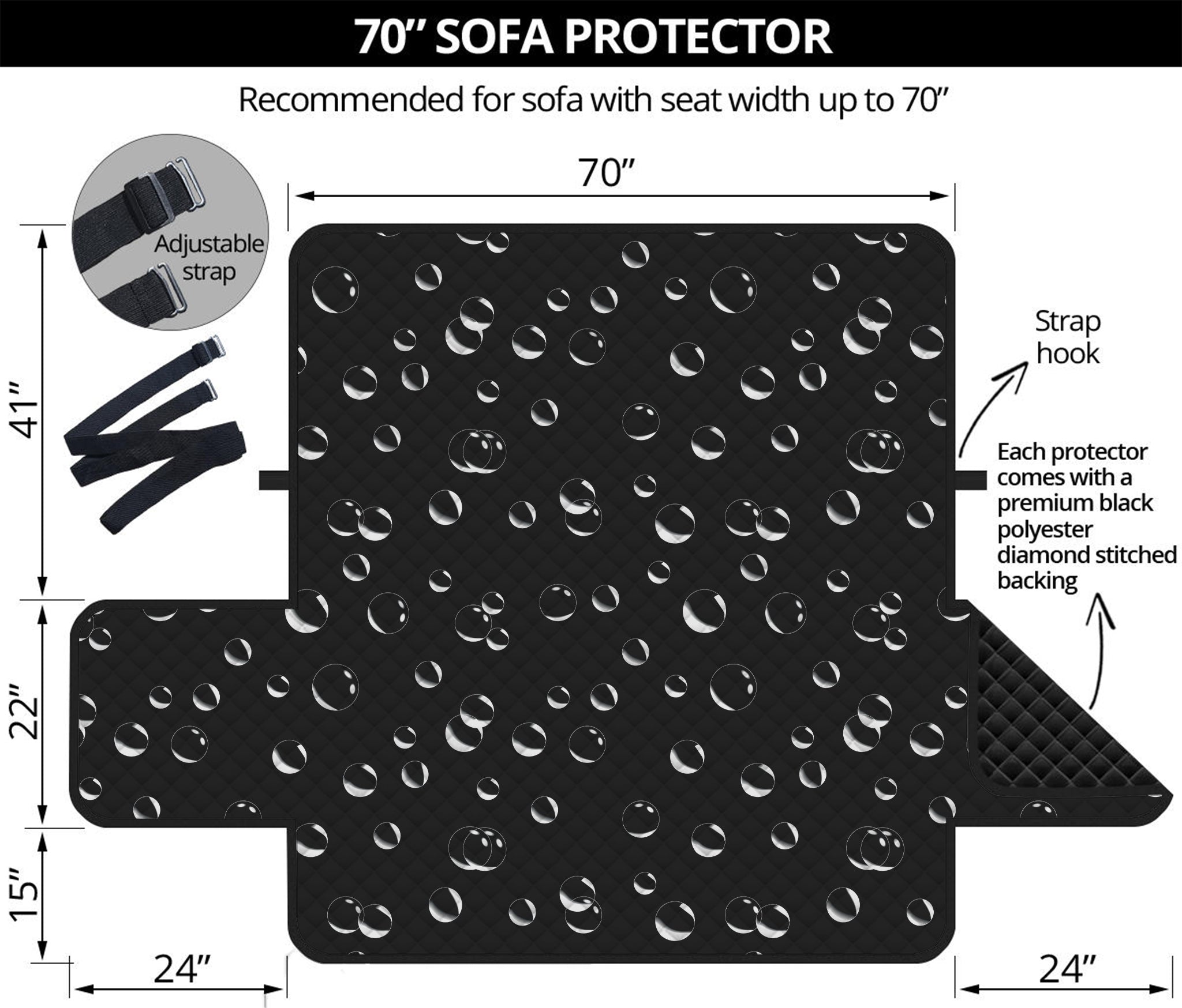 Black And White Bubble Pattern Print Sofa Protector