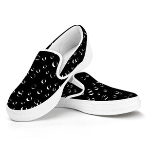 Black And White Bubble Pattern Print White Slip On Shoes