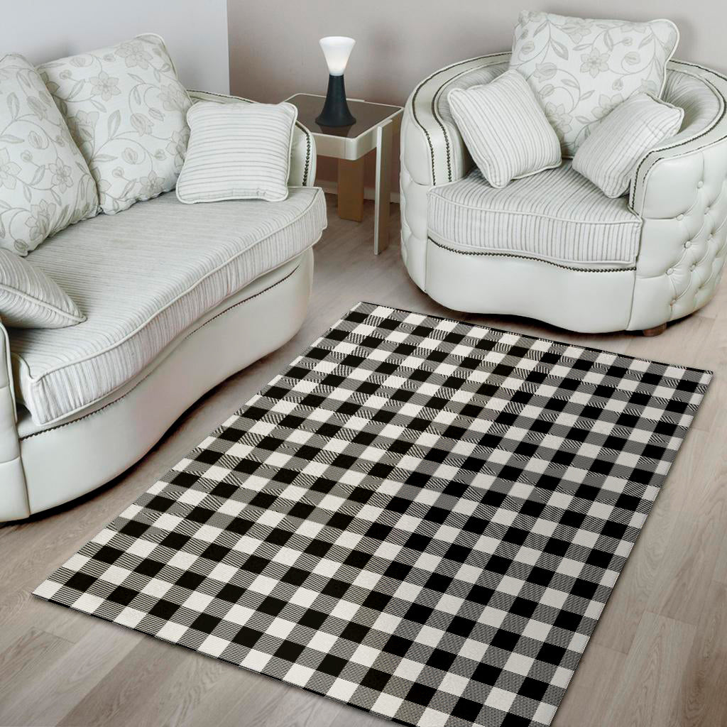 Black And White Buffalo Plaid Print Area Rug