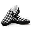 Black And White Buffalo Plaid Print Black Slip On Shoes