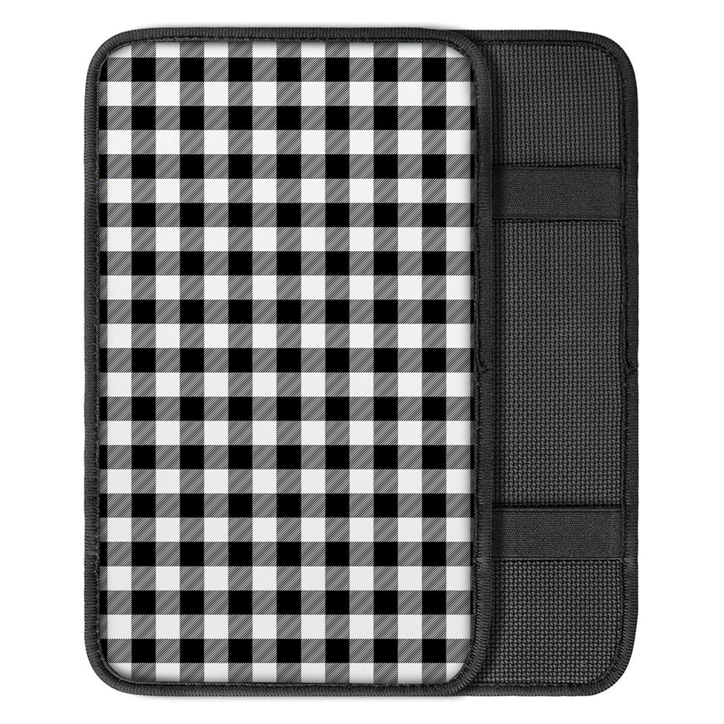 Black And White Buffalo Plaid Print Car Center Console Cover