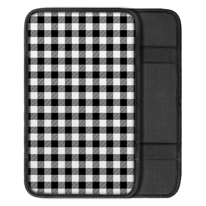 Black And White Buffalo Plaid Print Car Center Console Cover