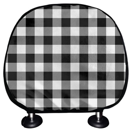 Black And White Buffalo Plaid Print Car Headrest Covers
