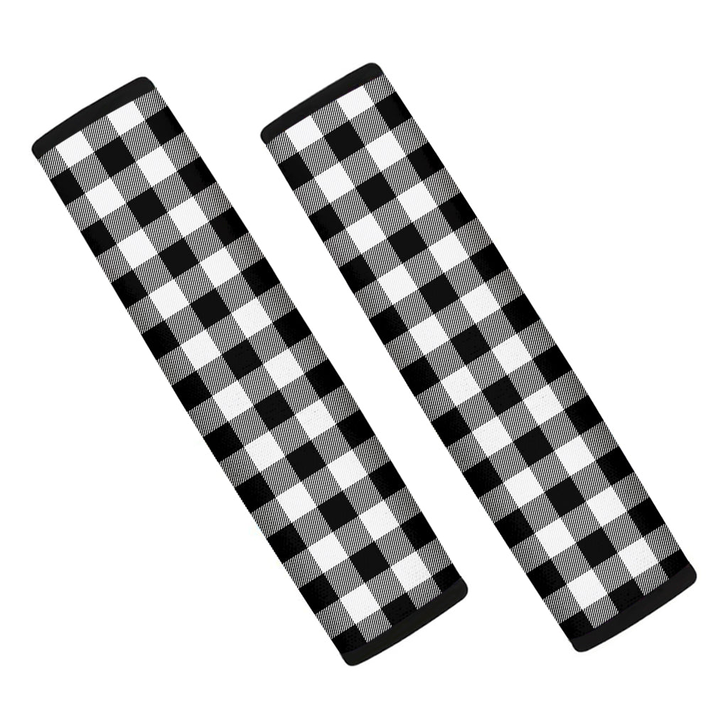 Black And White Buffalo Plaid Print Car Seat Belt Covers