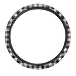 Black And White Buffalo Plaid Print Car Steering Wheel Cover