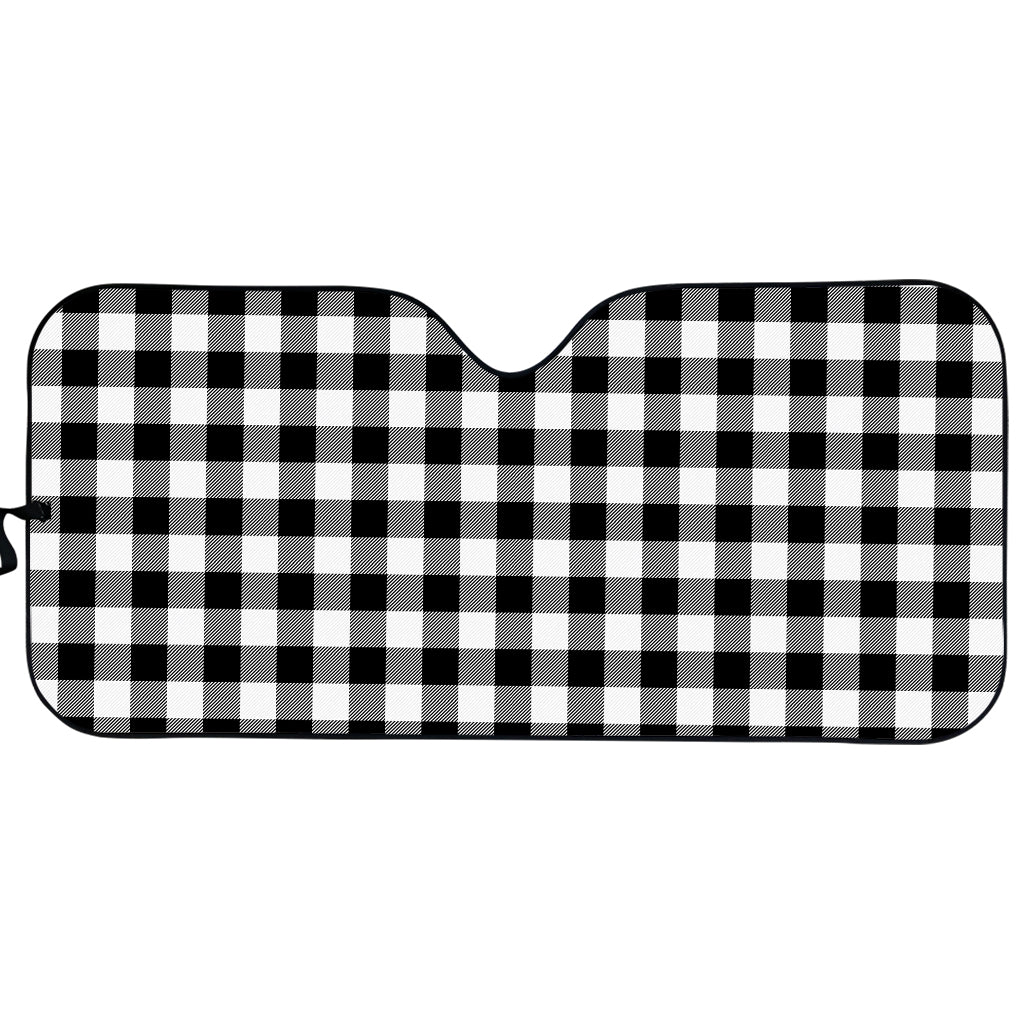 Black And White Buffalo Plaid Print Car Sun Shade