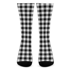 Black And White Buffalo Plaid Print Crew Socks